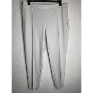 Calvin Klein Women's 22W Suit Pant Zip Pockets Elastic Waist Very Light Gray NWT